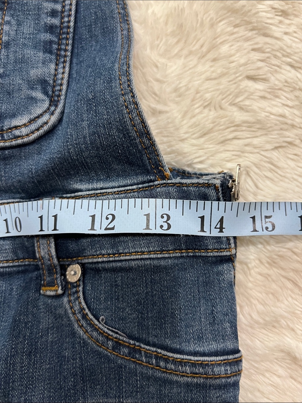 Free People Lexden Denim Bib Overalls size 27R 61855-16525125 - Picture 9 of 11